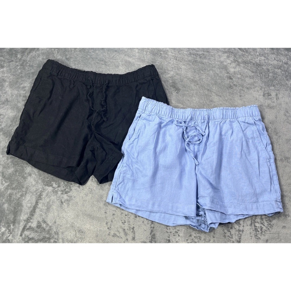 Lot Of 2 Gap Linen Blend Shorts Womens Medium Pull On Drawstring Pockets Summer